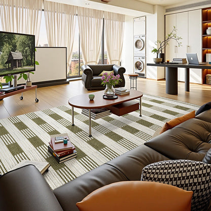 Traditional Vintage Rectangular Polypropylene Polyester Jute High-Low Texture Non-Slip Rug For Living Room