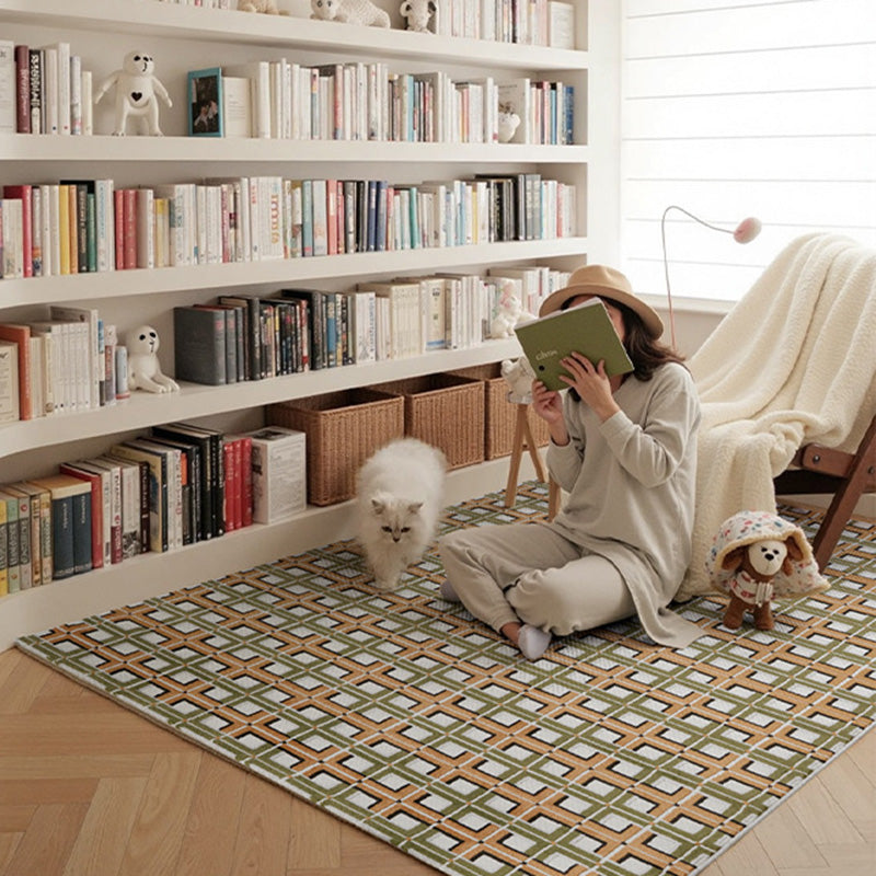 Traditional Vintage Rectangular Polypropylene Polyester Jute High-Low Texture Non-Slip Rug For Living Room
