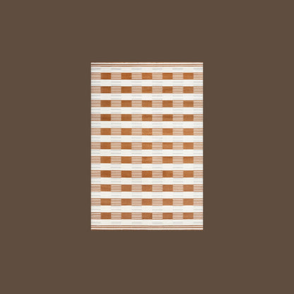Traditional Vintage Rectangular Polypropylene Polyester Jute High-Low Texture Non-Slip Rug For Living Room