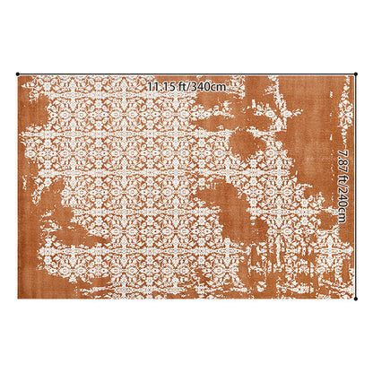Traditional Vintage Rectangular Polypropylene Polyester Jute High-Low Texture Non-Slip Rug For Living Room