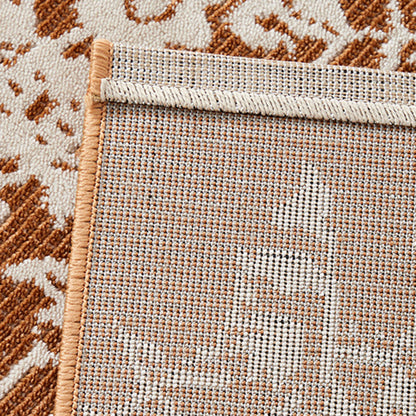 Traditional Vintage Rectangular Polypropylene Polyester Jute High-Low Texture Non-Slip Rug For Living Room