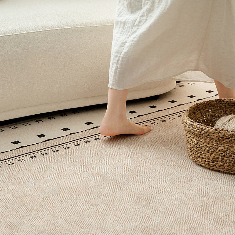 Contemporary Scandinavian Rectangular Faux Cashmere Cotton Non-Slip Printed Rug For Living Room