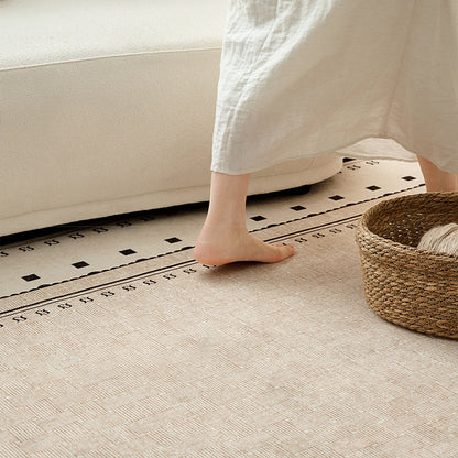 Contemporary Scandinavian Rectangular Faux Cashmere Cotton Non-Slip Printed Rug For Living Room