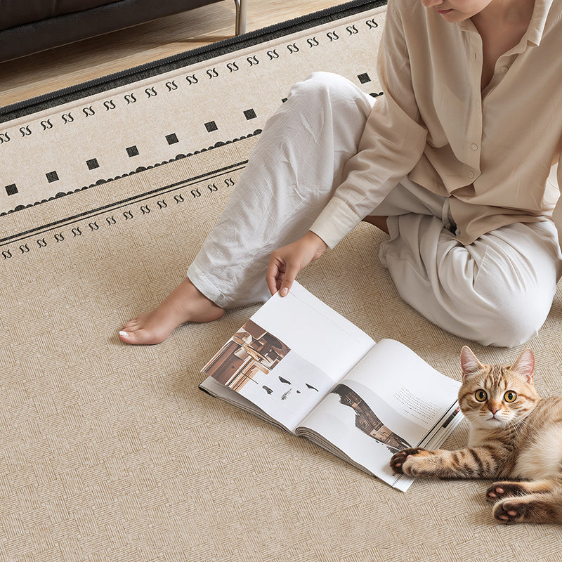 Contemporary Scandinavian Rectangular Faux Cashmere Cotton Non-Slip Printed Rug For Living Room