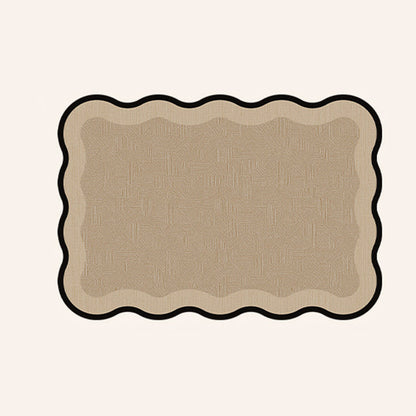 Traditional Vintage Rectangular Wavy-Edge Polyester Fiber Dotted Plastic Cotton Linen Printed Non-Slip Rug For Living Room