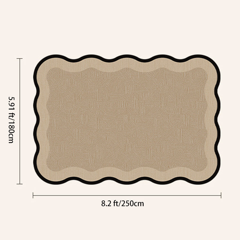Traditional Vintage Rectangular Wavy-Edge Polyester Fiber Dotted Plastic Cotton Linen Printed Non-Slip Rug For Living Room