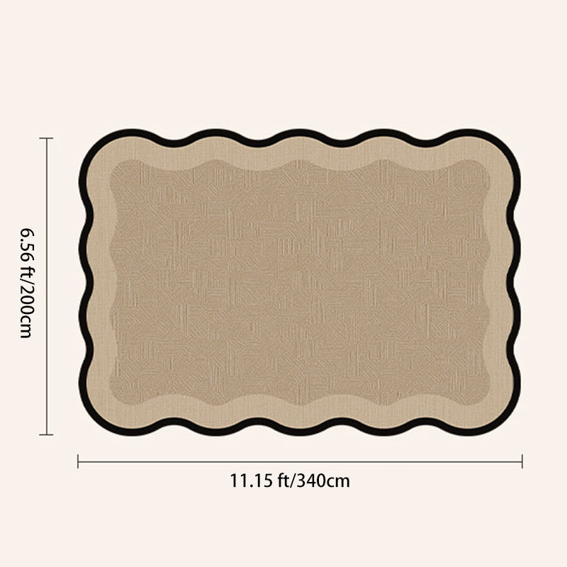 Traditional Vintage Rectangular Wavy-Edge Polyester Fiber Dotted Plastic Cotton Linen Printed Non-Slip Rug For Living Room