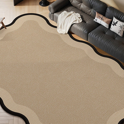 Traditional Vintage Rectangular Wavy-Edge Polyester Fiber Dotted Plastic Cotton Linen Printed Non-Slip Rug For Living Room