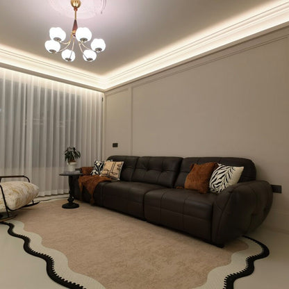 Traditional French Rectangular Wavy-Edge Polyester Fiber Dotted Plastic Cotton Linen Printed Non-Slip Rug For Living Room
