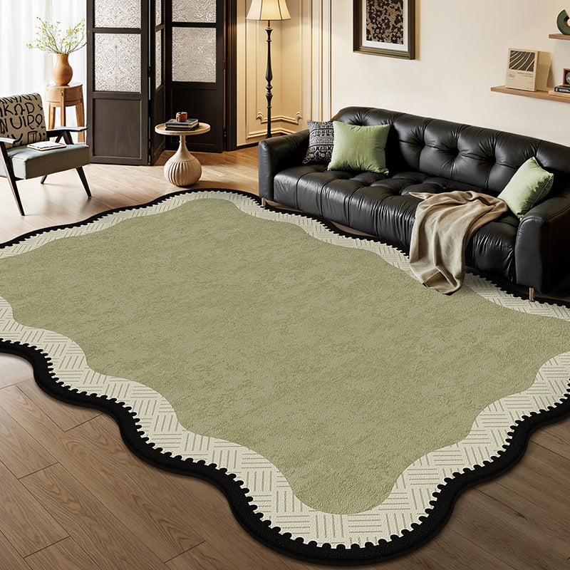 Traditional French Rectangular Wavy-Edge Polyester Fiber Dotted Plastic Cotton Linen Printed Non-Slip Rug For Living Room