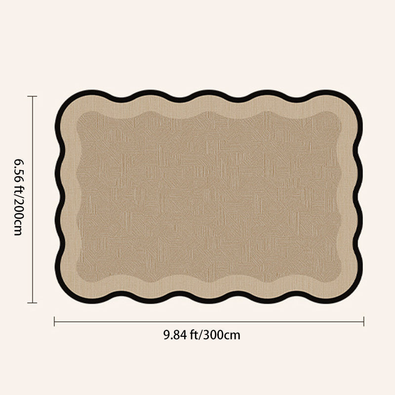 Traditional French Rectangular Wavy-Edge Polyester Fiber Dotted Plastic Cotton Linen Printed Non-Slip Rug For Living Room