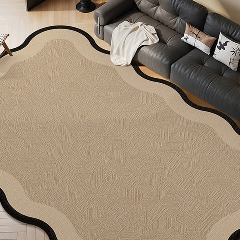 Traditional French Rectangular Wavy-Edge Polyester Fiber Dotted Plastic Cotton Linen Printed Non-Slip Rug For Living Room