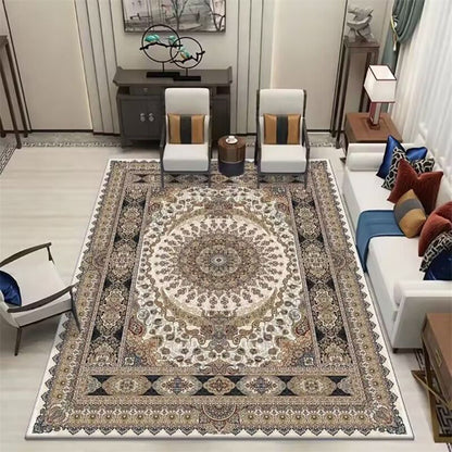 Traditional Luxury Rectangular Polyester Fiber Dotted Plastic Fabric Non-Slip Printed Rug For Living Room