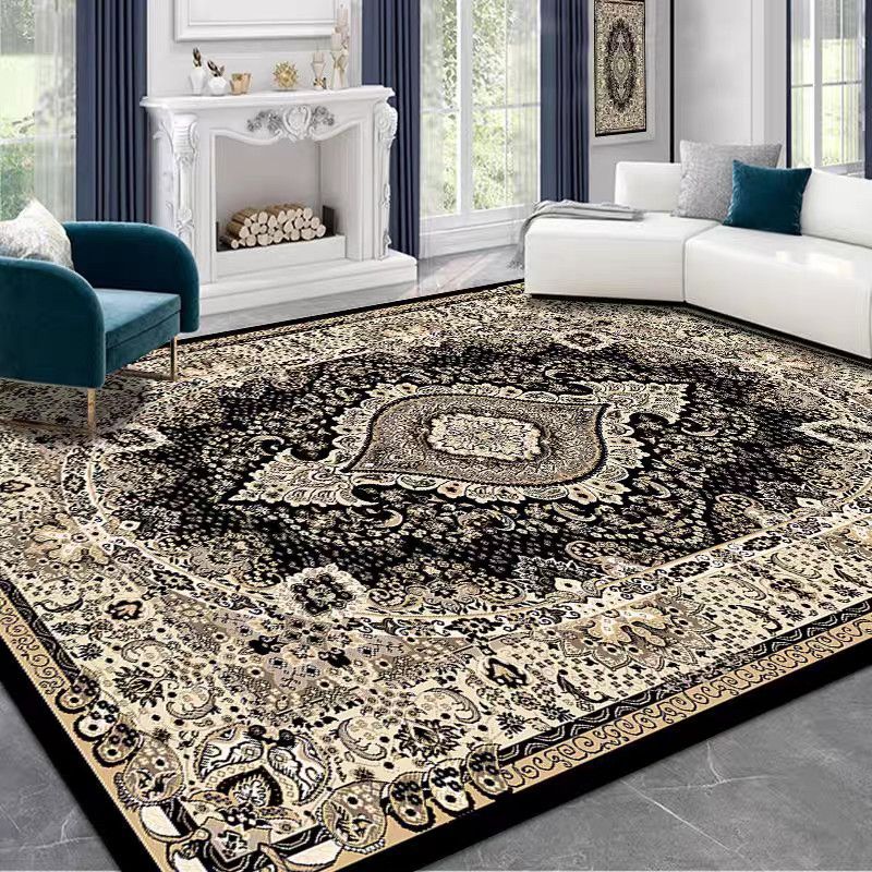 Traditional Luxury Rectangular Polyester Fiber Dotted Plastic Fabric Non-Slip Printed Rug For Living Room