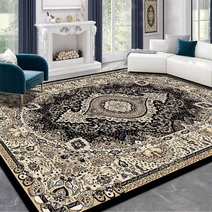 Traditional Luxury Rectangular Polyester Fiber Dotted Plastic Fabric Non-Slip Printed Rug For Living Room