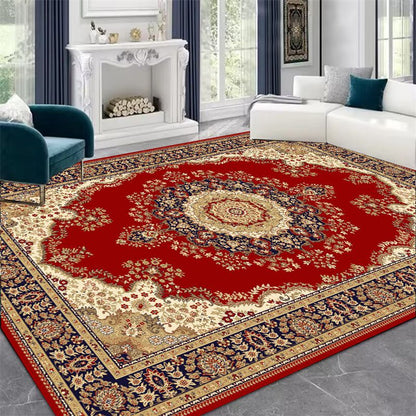Traditional Vintage Rectangular Polyester Fiber Dotted Plastic Fabric Non-Slip Printed Rug For Living Room