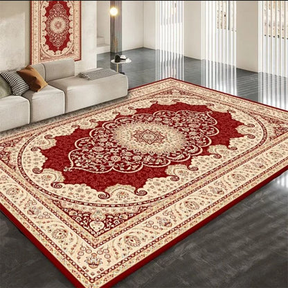Traditional Vintage Rectangular Polyester Fiber Dotted Plastic Fabric Non-Slip Printed Rug For Living Room
