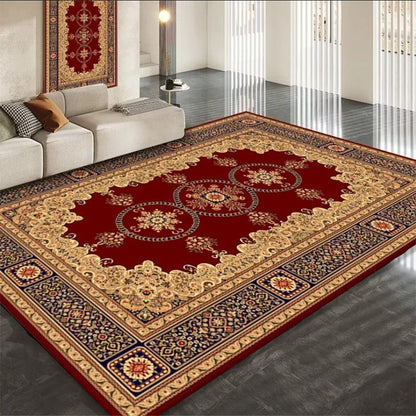 Traditional Vintage Rectangular Polyester Fiber Dotted Plastic Fabric Non-Slip Printed Rug For Living Room