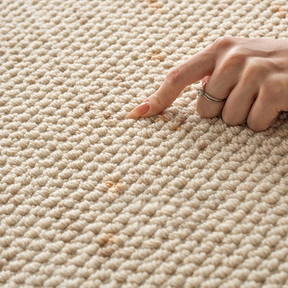 Contemporary Scandinavian Rectangular Wool Nylon Blend Cotton Non-Slip Textured Weave Rug For Living Room