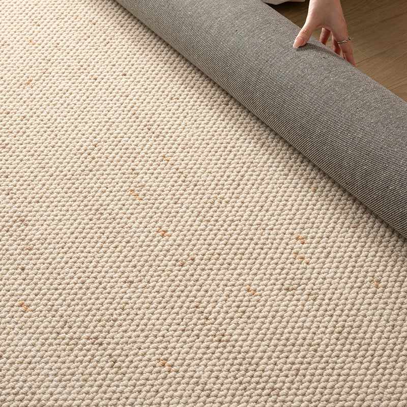 Contemporary Scandinavian Rectangular Wool Nylon Blend Cotton Non-Slip Textured Weave Rug For Living Room