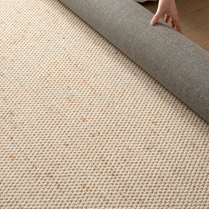 Contemporary Scandinavian Rectangular Wool Nylon Blend Cotton Non-Slip Textured Weave Rug For Living Room