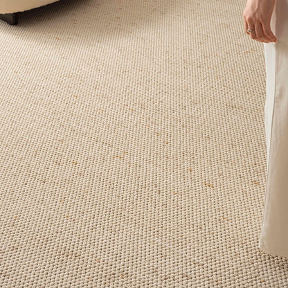 Contemporary Scandinavian Rectangular Wool Nylon Blend Cotton Non-Slip Textured Weave Rug For Living Room