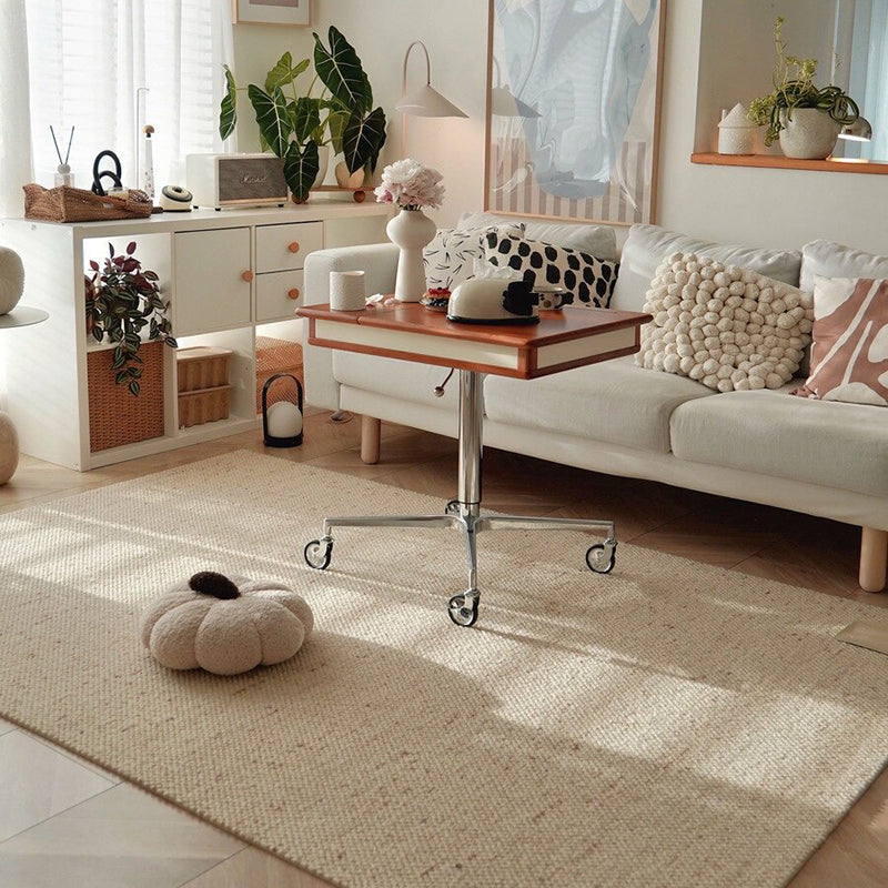 Contemporary Scandinavian Rectangular Wool Nylon Blend Cotton Non-Slip Textured Weave Rug For Living Room