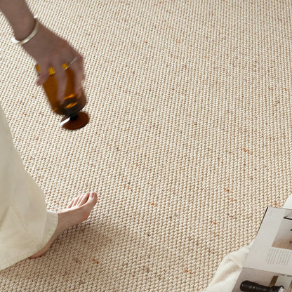 Contemporary Scandinavian Rectangular Wool Nylon Blend Cotton Non-Slip Textured Weave Rug For Living Room