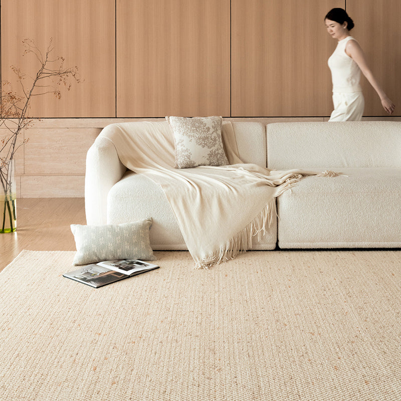 Contemporary Scandinavian Rectangular Wool Nylon Blend Cotton Non-Slip Textured Weave Rug For Living Room