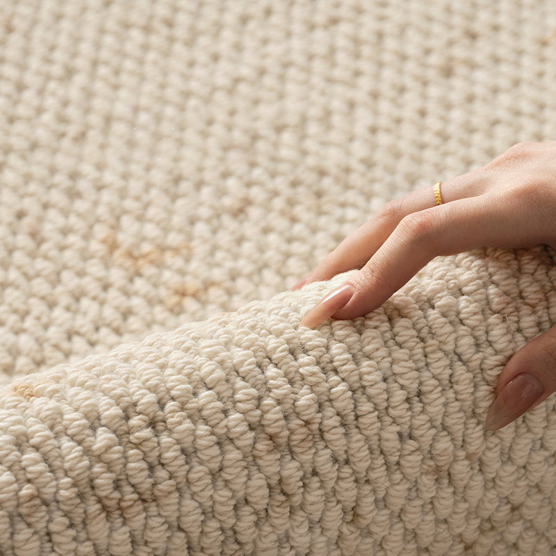Contemporary Scandinavian Rectangular Wool Nylon Blend Cotton Non-Slip Textured Weave Rug For Living Room