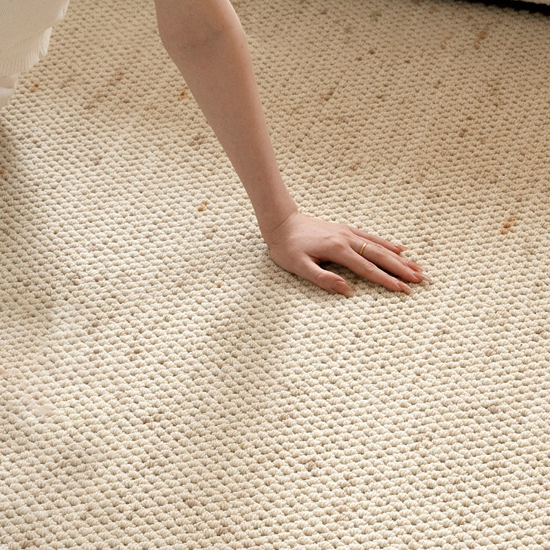 Contemporary Scandinavian Rectangular Wool Nylon Blend Cotton Non-Slip Textured Weave Rug For Living Room