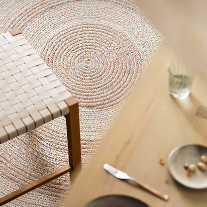 Traditional Japanese Round Wool Jute Blend Non-Slip Hand-Woven Textured Weave Rug For Living Room