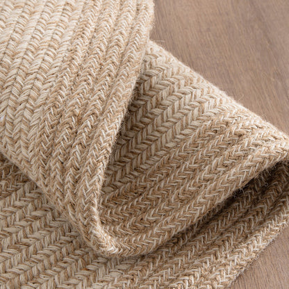 Traditional Japanese Round Wool Jute Blend Non-Slip Hand-Woven Textured Weave Rug For Living Room