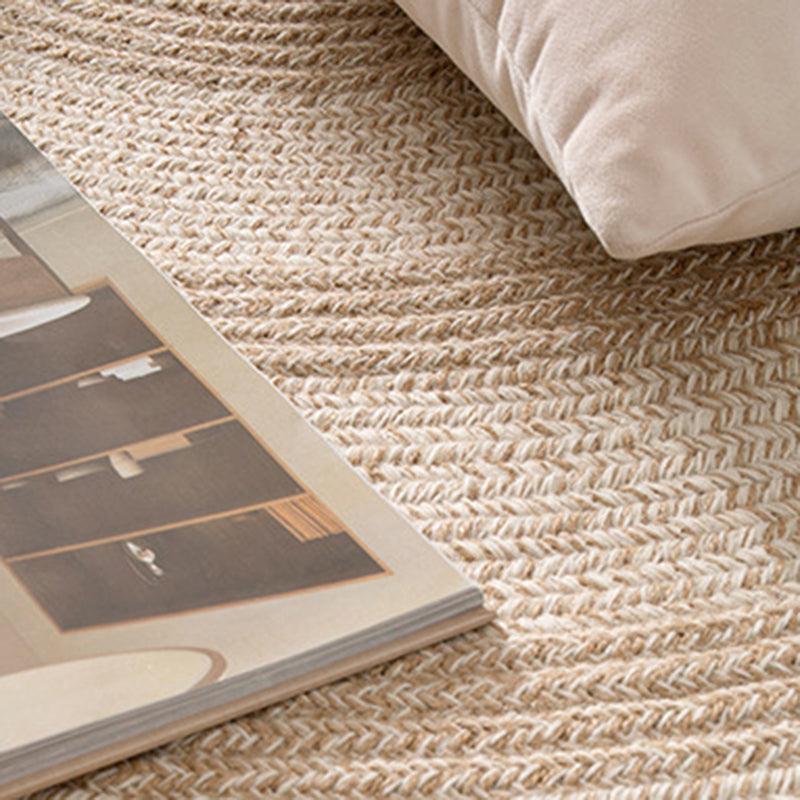 Traditional Japanese Round Wool Jute Blend Non-Slip Hand-Woven Textured Weave Rug For Living Room