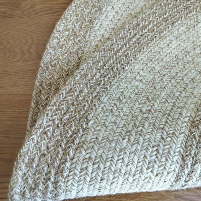 Traditional Japanese Round Wool Jute Blend Non-Slip Hand-Woven Textured Weave Rug For Living Room