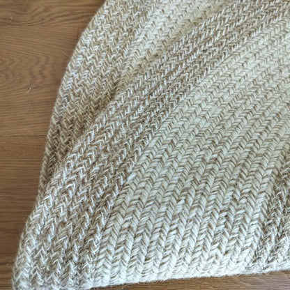 Traditional Japanese Round Wool Jute Blend Non-Slip Hand-Woven Textured Weave Rug For Living Room