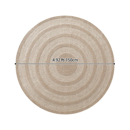 Traditional Japanese Round Wool Jute Blend Non-Slip Hand-Woven Textured Weave Rug For Living Room