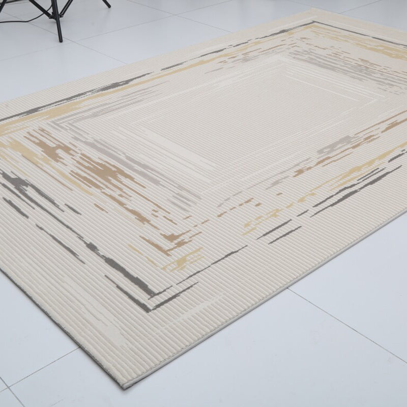 Traditional Japanese Rectangular Polyester-Polypropylene Blend Jute Non-Slip High-Low Textured Rug For Living Room