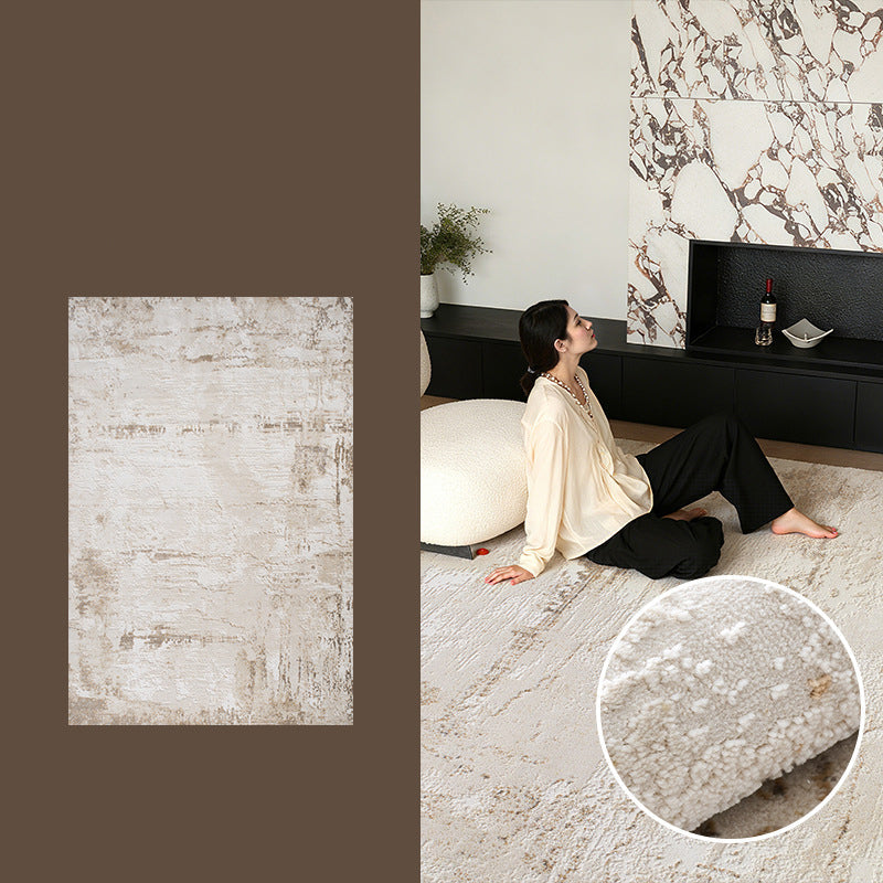 Traditional Japanese Rectangular Polyester-Polypropylene Blend Jute Non-Slip High-Low Textured Rug For Living Room