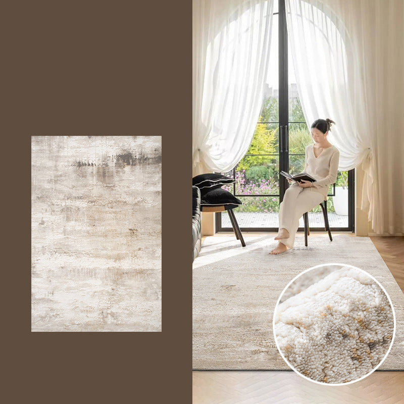 Traditional Japanese Rectangular Polyester-Polypropylene Blend Jute Non-Slip High-Low Textured Rug For Living Room