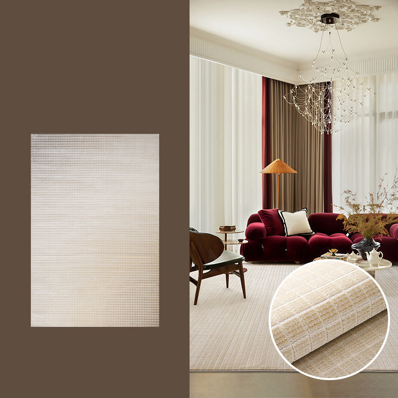 Traditional Japanese Rectangular Polyester-Polypropylene Blend Jute Non-Slip High-Low Textured Rug For Living Room