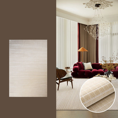Traditional Japanese Rectangular Polyester-Polypropylene Blend Jute Non-Slip High-Low Textured Rug For Living Room
