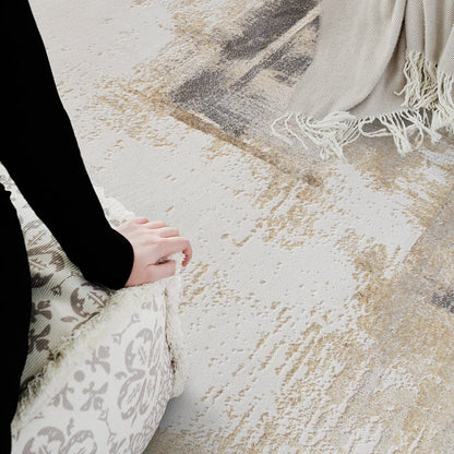 Traditional Japanese Rectangular Polyester-Polypropylene Blend Jute Non-Slip High-Low Textured Rug For Living Room