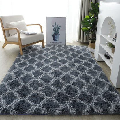 Modern Minimalist Faux Silk Wool Rectangular Rug For Living Room