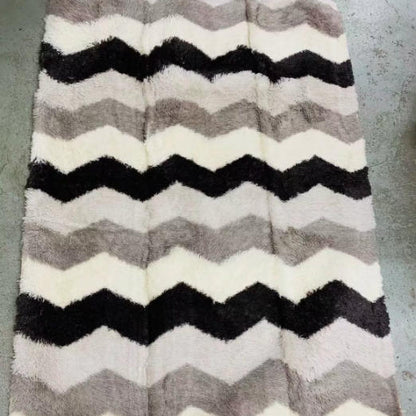 Modern Minimalist Faux Silk Wool Rectangular Rug For Living Room