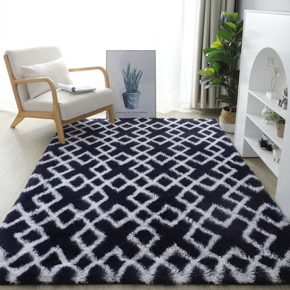 Modern Minimalist Faux Silk Wool Rectangular Rug For Living Room