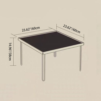 Contemporary Nordic Square Solid Wood Stainless Steel Coffee Table 1-Tier For Living Room