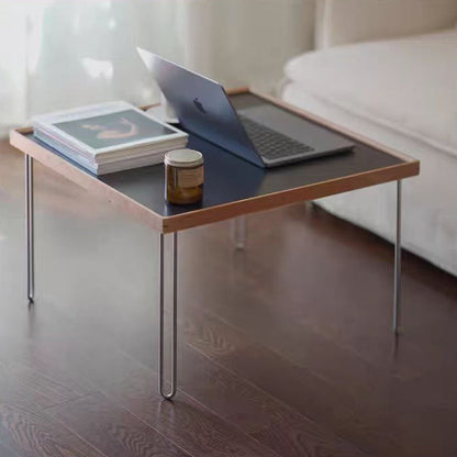 Contemporary Nordic Square Solid Wood Stainless Steel Coffee Table 1-Tier For Living Room