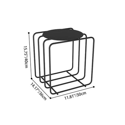 Contemporary Creative Iron Rectangular Side Table 2-Tier For Living Room