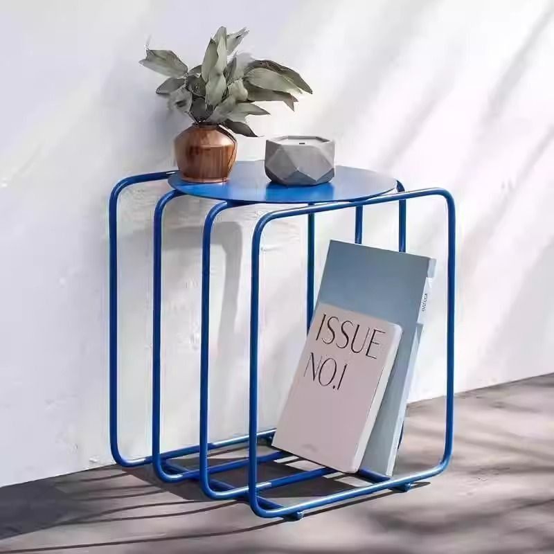 Contemporary Creative Iron Rectangular Side Table 2-Tier For Living Room